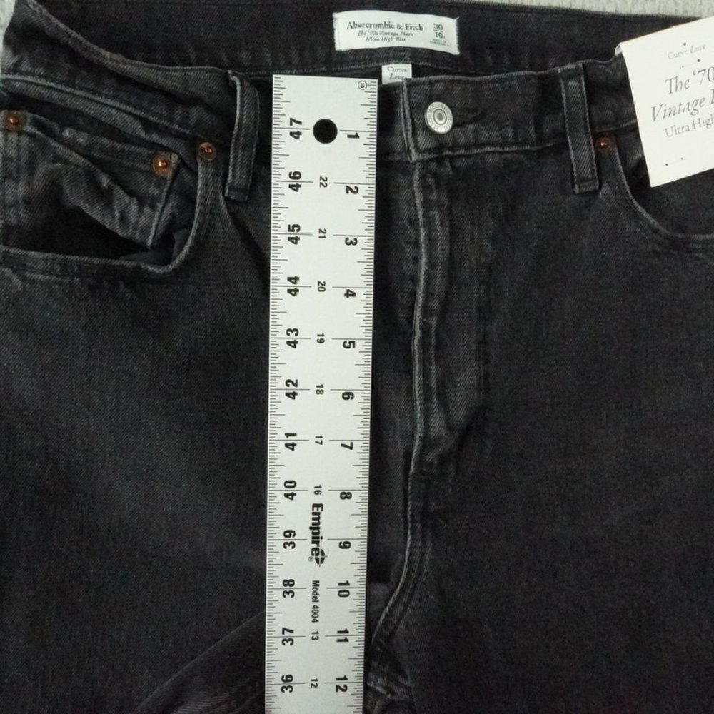 Abercrombie & Fitch 70s Vintage Flare Leg Jeans Curve Love Womens 30 Black Denim - Picture 6 of 9